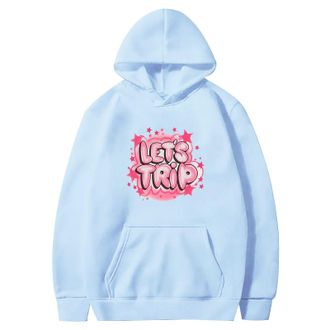 Generic Womens Jumpers Lets Trip Hoodies Winter Women Men Fashion Casual Streetwear Hooded Sweatshirts Long Sleeve Top Hoodies for Women UK Plus Size Light Bl