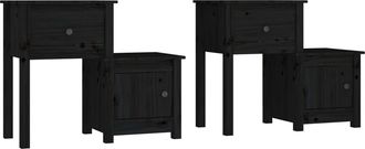 vidaXL Mesitas De Noche 2 Uds Madera De Pino Negro 79,5x38x65,5 Cm Vidaxl
