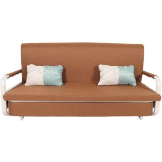 Hhg [NON UTILIZZATO] Divano letto HHG-530, sof&agrave;, funzione letto box superficie sdraiata, 190x185cm, stoffa/tessuto marrone