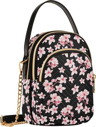 Alaza Crossbody Bags for Women, Womens Crossbody Sling Bags Cherry Blossom Pink Sakura Quilted Crossbody Bags Trendy Handbags Travel Cell Phone Purses Bags 