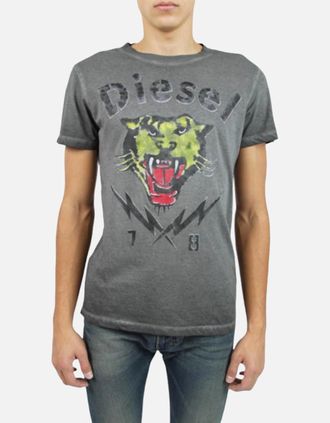 Diesel T SONS Mens T Shirts Short Sleeve Tiger Print Casual Summer Cotton Tees - Size: S
