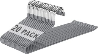 OEM Juego De 20 Perchas Met&aacute;licas Con Extremos Abiertos Y Revestimiento Antideslizante, Ahorran Espacio, Son Multifuncionales Y Sirven Para Colgar Pantalo