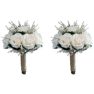 OEM 2 Ramos De Novia Para Boda, Ramo De Rosas Artificiales Para La Novia Y La Dama De Honor Que Sostiene Una Flor