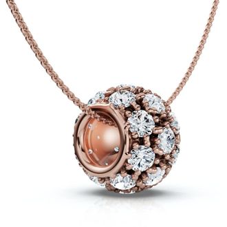 Pompeii3 1Ct Pave Puff Slide Diamond Pendant Womens Necklace 18 Lab Grown Gold