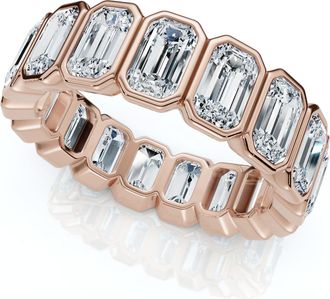 Pompeii3 5Ct Emerald Cut Bezel Eternity Wedding Ring 14k Gold Lab Grown
