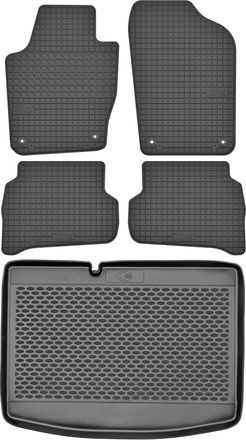 OEM Volkswagen Polo V Hatchback De 2009-2018 Set - Alfombrillas De Goma Para Coche + Alfombrilla Para Maletero