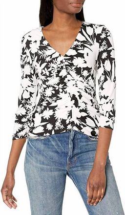 Bailey 44 Fiona Quarter Sleeve Top In Creme Fraiche Multi