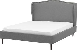 Beliani Cama Doble Tapizada Gris 140 X 200 Cm Con Somier Y Cabecero Estilo Glamour Colmar