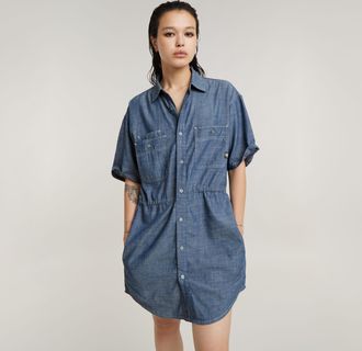 G-Star Womens G-Star RAW Relaxed Drawcord Dress - Navy Cotton - Size Large