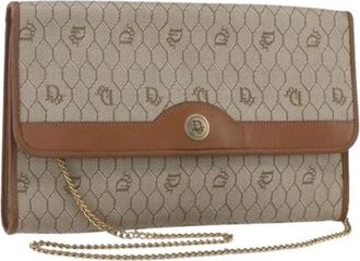 Dior Pre-owned Clutches, female, Beige, Size: ONE SIZE Pre-owned Vintage Honeycomb chain Shoulder Bag