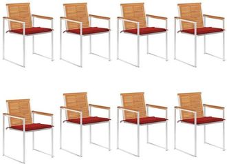 vidaXL Vidaxl - Sillas De Jard&iacute;n Y Cojines 8 Unidades Madera Maciza De Acacia