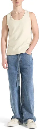 Mani&egrave;re De Voir Justin Ribbed Cotton Vest in Cream at Nordstrom, Size Xx-Large