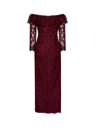 Self Portrait Off-The-Shoulder Lace Dress - Burgundy