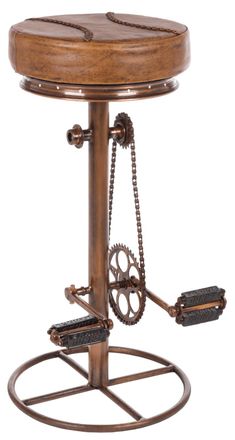 BIZZOTTO Echtleder Barhocker Cycle - Kupfer/Cognac