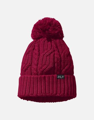 Jack Wolfskin Mens Jack Wolfskin Unisex Stormlock Windproof Fleece Lined Bobble Hat - Red - Size: ONE size