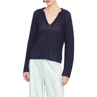 Vince Baja Textured Cotton Sweater in Navy at Nordstrom Rack, Size Large