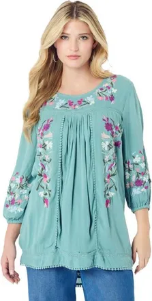 Roaman's Boho Floral Tunic in Cool Sage Boho Floral at Nordstrom, Size 32