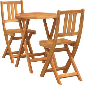 vidaXL Conjunto Bistro 3 Pcs Marr&oacute;n Madera Maciza De Acacia Vidaxl