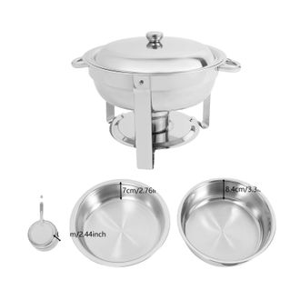 OEM Juego De 4 Piezas De Bandejas Calientaplatos De Acero Inoxidable, Color Plata