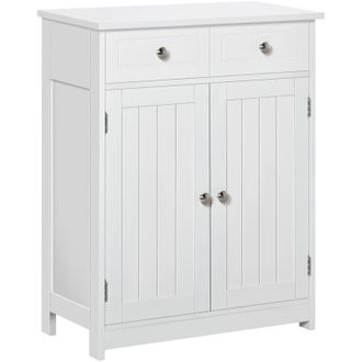 Kleankin Kleankin - Bathroom Floor Storage Cabinet w/ 2 Drawers Door Cupboard White