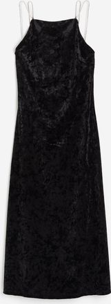 H&M Velourskleid mit Strass - Schwarz