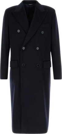 Dolce & Gabbana Dubbele-breasted wollen jas - Heren - Mantel - Blauw - XL - Wol - Jassen