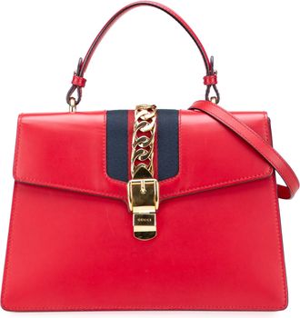 Gucci Pre-owned Womens Sylvie Top Handle Bag - Red Leather - One Size