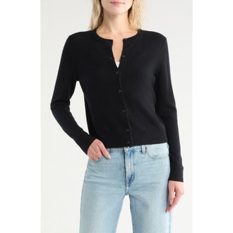 Nordstrom Crewneck Cashmere Cardigan in Black Rock at Nordstrom Rack, Size Xx-Small