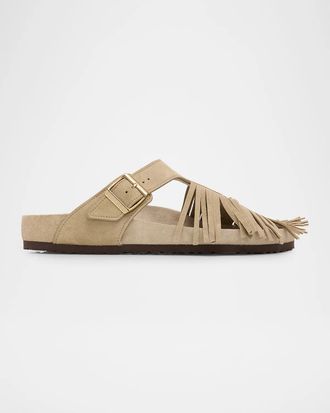 Etro Men & apos;s Etro x BIRKENSTOCK Suede Fringe Sandals