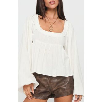 Princess Polly Benjie Long Sleeve Top in White at Nordstrom, Size 12