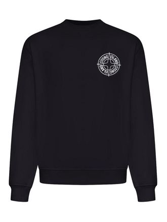 Stone Island Black Cotton Crewneck Sweatshirt