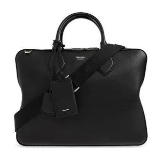 Ferragamo Laptop Bags & Cases, male, Black, Size: ONE SIZE Leather Document Bag