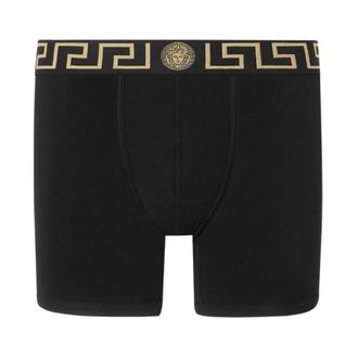 Versace Bottoms, male, Black, Size: S Cotton-jersey Long Trunks