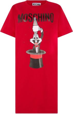 Moschino Graphic Short Dress - Dames - Korte kleedjes - Rood - XS - Katoen - Kleedjes