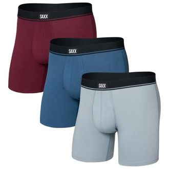 Saxx Essential Cotton Boxer Brief Fly 3-Pack Alltagsunterw&auml;sche f&uuml;r Herren | grau