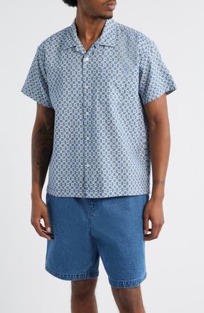 Obey Adrian Woven Camp Shirt in Unbleached Multi at Nordstrom, Size Xx-Large