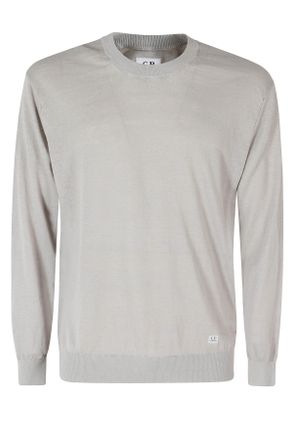C.P. Company Gray Flax Ribbed-Trim Linen Sweater