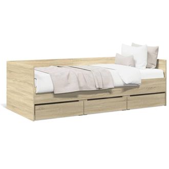 Berkfield Home Daybed with Drawers without Mattress Sonoma Oak 100x200 cm in Light Tan
