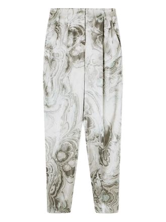 Giorgio Armani pleat-detail tie-dye trousers - women - Polyamide/Polyester/Silk - 38 - Neutrals