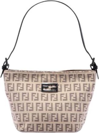 Fendi Pre-owned Vintage Schoudertas - Dames - Vintage Schoudertas - Beige - ONE Size - Leer - Vintage