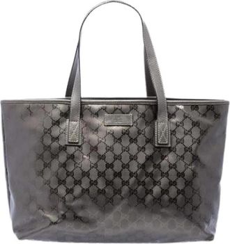 Gucci Pre-owned Canvas Tote Bag - Dames - Vintage Shopper - Grijs - ONE Size - Leer - Vintage