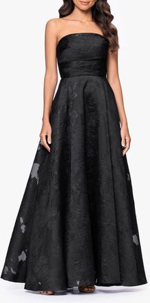 Betsy & Adam Floral Brocade Strapless Gown in Black at Nordstrom, Size 10