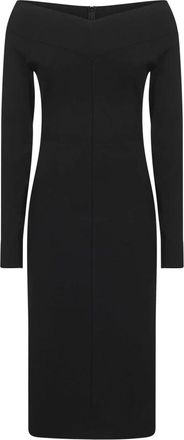 Stella McCartney Zwarte Off-Shoulder Jurk met Ruches - Dames - Casual kleedjes - Zwart - M - Polyester - Kleedjes