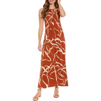 London Times Morris Abstract Print Sleeveless Jersey Maxi Dress in Picante/Nomad at Nordstrom Rack, Size 12