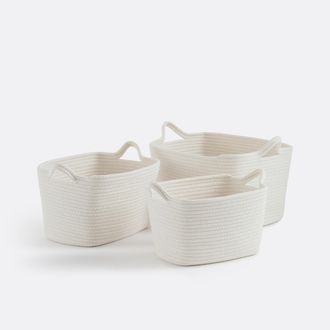 La Redoute Interieurs Set van 3 rechthoekige katoenen manden, Kesia