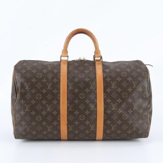 Louis Vuitton Brown Leather Coated Canvas Boston Bag Tote Bag (Pre-Owned)