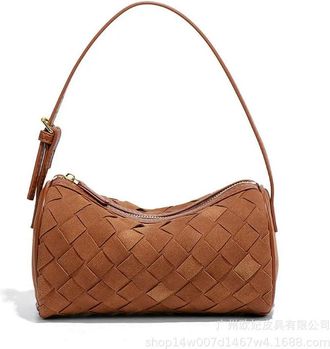 Generic JCVBN autumn and winter matte leather cylinder woven shoulder underarm bag hand carry outdoor camera bag