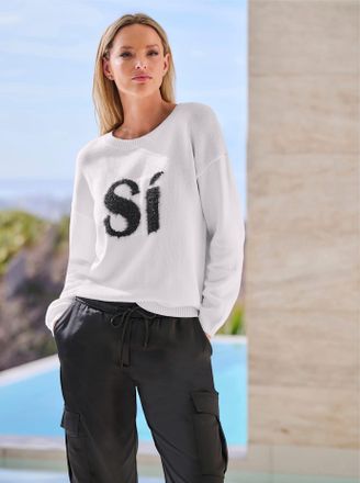 Heine Strickpullover HEINE Pullover, Damen, Gr. 42, beige (ecru), 50% Baumwolle, 50% Polyacryl, gemustert, mehrfarbig, Pullover Strickpullover