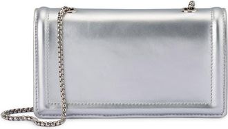 Olga Berg Rosie Metallic Faux Leather Convertible Shoulder Bag in Silver at Nordstrom