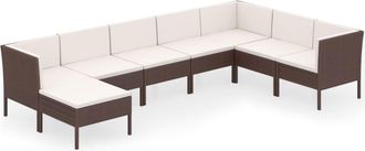 vidaXL Set Muebles De Jard&iacute;n 8 Pzas Y Cojines Rat&aacute;n Sint&eacute;tico Marr&oacute;n Vidaxl